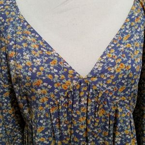 Floral Sundress Deep V and Tie Back Size L
